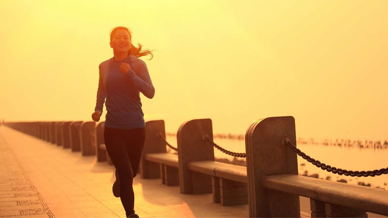 running by the beach